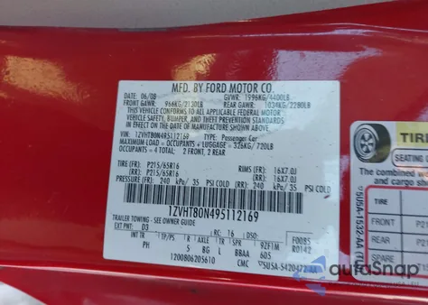 2009 Ford Mustang V6/V6 Premium z USA, uszkodzony, nr VIN 1ZVHT80N495112169